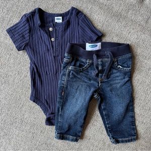 Old Navy outfit 3-6 months jeans and onesie